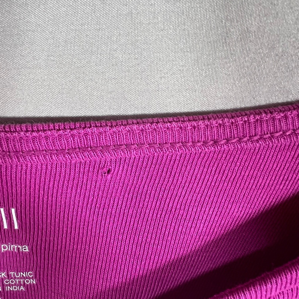 J Jill Perfect Pima Long Sleeve Crewneck Tunic Magenta Size L Side Vents Stretch - Picture 5 of 7